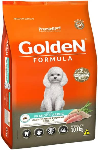 Golden - Ração Fórmula Mini Bits para Cães Adultos de Pequeno Porte Sabor Frango e Arroz - 10,1kg Premier Pet para Todas Pequeno Adulto -