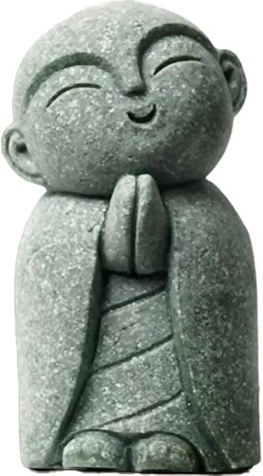 Estatuetas de Buda de Pedra de Buda | Decoração Feng Shui | Estátua de Jardim Japonês | Pequeno Buda para Riqueza, Boa Sorte e Paz | Decoração de Carro de Escritório em Casa (Monge Jizo)