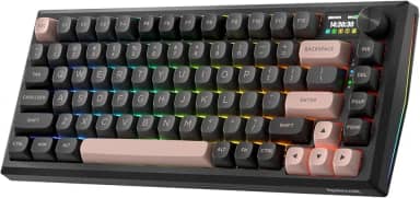 Redragon Teclado para jogos K720 sem fio CNC com tela hype e botão, teclado mecânico de 81 teclas, tela inteligente de informações TFT de 3,5 cm, amortecimento de ruído de 5 camadas, interruptor