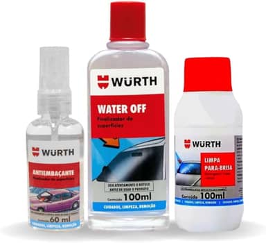 Kit Water Off Wurth Repelente de Agua + Anti embalante + Limpa para brisa para carro Wurth