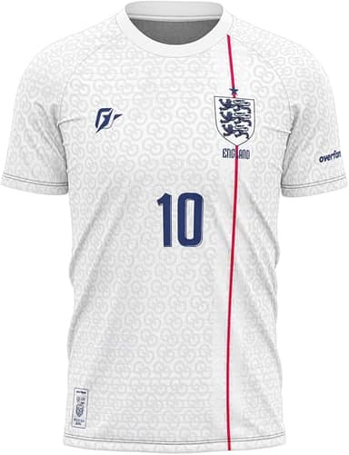 Over Fame Camiseta Filtro UV Inglaterra Copa Torcedor Retr - Masculino, Branco, Manga Curta, Gola Redonda, Tamanho M