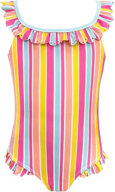 Maiô infantil infantil rosa com babados