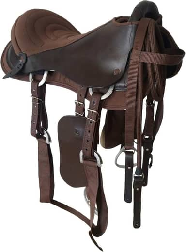 Sela Australiana para cavalaria de arco com rédea e cabeçada completa Marrom