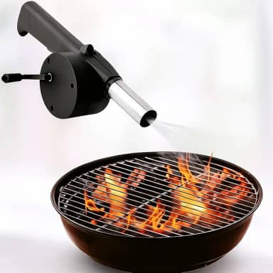 Soprador Acendedor Manual para Churrasco Carvão Manivela Intensifica Chamas Ventilador de Mão Portátil Leve para Churrasqueira Lareira Fogueira Forno a Lenha Acendimento Rápido e Seguro