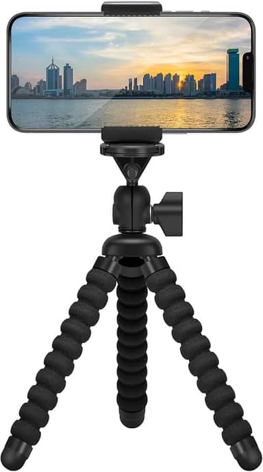 Mini tripé flexível para celular, suporte ajustável para celular Zton, suporte universal de polvo para iPhone, Samsung, câmera (P-preta)