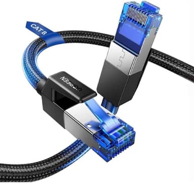 Cabo De Rede Cat8 Gamer Internet Rj45 40gbps 2 Metros I Cabo de Rede Trançado de Alta Velocidade 40 Gbps 2000 MHz Cat8 RJ45 I Cabo de Rede Compatível Com Smart TV PS5 XBOX One PC Gamer Streaming