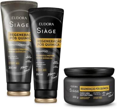 Eudora Kit Siàge Regeneração Pós Química: Shampoo 250ml + Máscara 250g + Condicionador 200ml