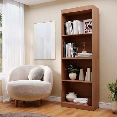 Estante Livreiro Flex Multiuso Bipartido com 4 Prateleiras – Montagem Vertical ou Balcão (Nature)