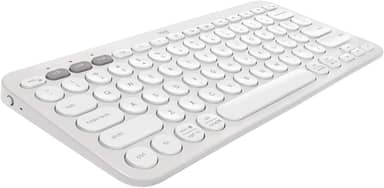 Teclado sem fio Logitech Pebble Keys 2 K380s com Conexão Bluetooth Easy-Switch e Pilha Inclusa - Compatível com PC, Mac, Chrome OS, Android, iOS e Apple TV, Layout US - Branco