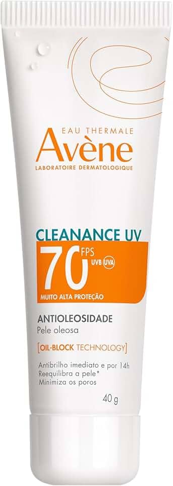Avène Cleanance UV Protetor Solar Facial Antioleosidade FPS70 com Tecnologia Oil-Block que Controla Brilho por 14h, Minimiza Poros e Tem Absorção Imediata, 40g