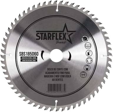 Disco Serra Circular Vídea 7.1/4 (185mm) MDF 60 Dentes SBS185D60 Starflex