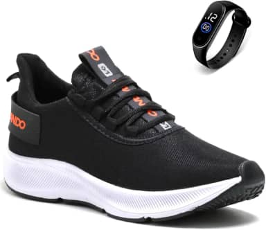 Tenis Masculino Academia Corrida Treino Esportivo Caminhada Confortavel e Leve + Relógio Digital