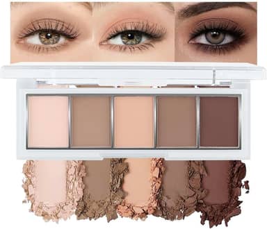 Paleta de sombras Nude Matte, 5 tons neutros foscos – Off White, bege, marrom claro a escuro – Paleta de sombra neutra natural altamente pigmentada com acabamento aveludado (01#, pacote com 1)