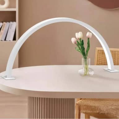 Luminária LED Moderna em Arco Meia Lua de Mesa para Estética, Manicure, Design Minimalista, 3 Tons Bilvolt, Ideal para Beleza, Maquiagem, Unhas (Branco, 75cm)