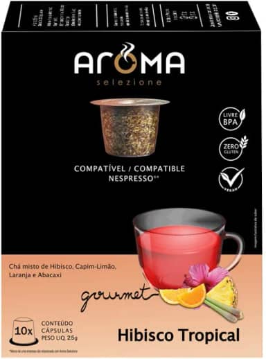 Aroma Selezione Cápsulas De Chá Hibisco Tropical Compatível Com Nespresso Contém 10 Cápsulas