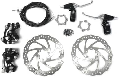 BlueSunshine Kit de freio de disco dianteiro e traseiro – 160 mm para bicicleta motorizada a gás 80cc – Distância do orifício rosqueado de 48 mm