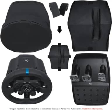 Qualicapas Kit de Capas Protetoras para Volante, Base e Pedais G25 G27 G29 G920 G923 Simulador Gamer Logitech