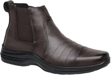 Botina Masculina Couro Legítimo Solado Conforto 7010