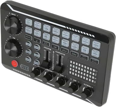 Mixer de Áudio F998 - Mini Mesa de Som Profissional com Bluetooth, Redução de Ruído, Efeitos de Voz e Equalizador para Lives, Podcast e Home Studio