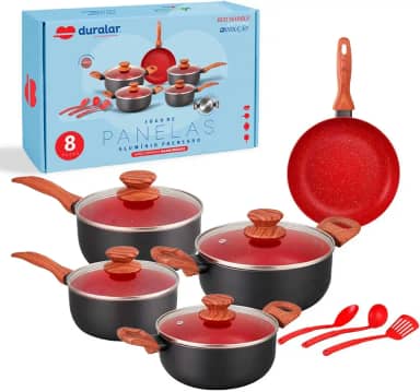 Duralar Conjunto de Panelas em Cerâmica Antiaderente, 8 Peças, Compatível com Fogão de Indução