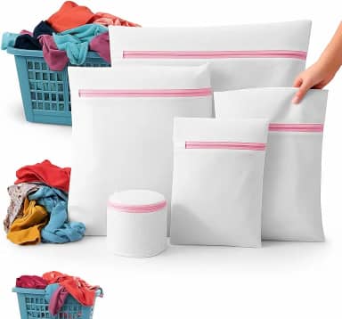 Kit 5 Sacos para Lavar Roupas – Zíper Reforçado|Protege Roupas Delicadas, Lingerie, Meias, Sutã e Toalhas|Lavagem Segura sem Rasgos|saco para lavanderia|saco para máquina de lavar