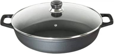 Paella Ferro Fundido Alça Ferro Tampa Vidro Santana 30 Cm