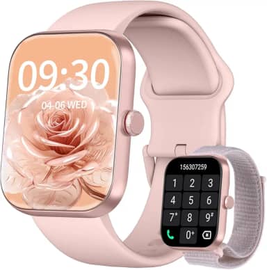 Smartwatch Feminino, Tela HD de 1,91' Relógio Fitness com Alexa, 100 Esportes, Frequência Cardíaca e Monitoramento do Sono, IP68 à rova d'água, Compatível com Android iOS, 2 Pulseiras (Rosa)