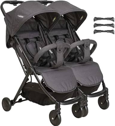 Carrinho para Gemeos Compacto Passeio Kiddo Road Melange Preto