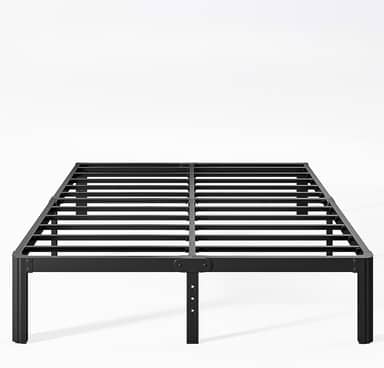 KERAMIK Estrutura de cama tamanho king de 30,5 cm de altura, estrutura de cama king plataforma, sem necessidade de mola de caixa com borda redonda, montagem fácil, resistente, preta
