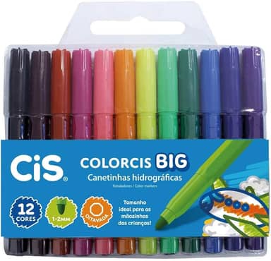 Canetinhas Hidrográficas, CIS, Jumbo 207.6800, Multicor, pacote de 12