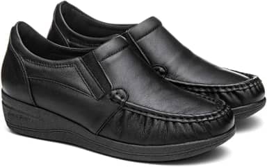 SAPATO FEMININO ORTOPÉDICO PARA ESPORÃO EM COURO LEGÍTIMO MARCA FRANCA BRASIL COR PRETO (37)