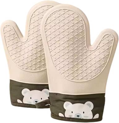 Luva Térmica De Cozinha De Silicone Proteção Para Forno e Fogão Kit Par de Luvas na cor Cinza Claro