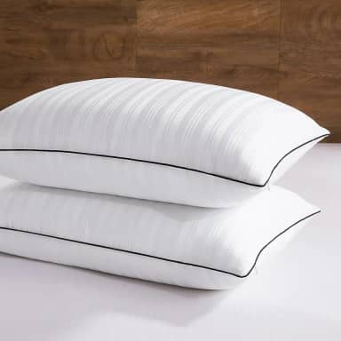 downluxe Almofadas de plumas de ganso – Almofadas de penas da coleção de hotel para dorminhocos nas costas, estômago ou de lado, travesseiros de plumas King Size conjunto de 2 (50,8 cm x 91,4 cm)