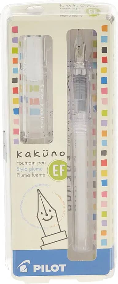 PILOT Caneta-tinteiro Kakuno, barril transparente, ponta extrafina (10816)