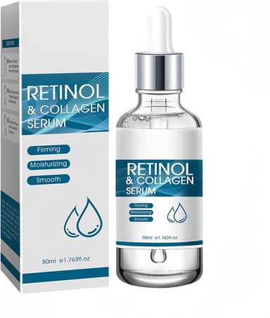Soro de retinol para rosto com ácido hialurônico e colágeno, soro facial antienvelhecimento para mulheres e homens | reduz rugas, suaviza a pele, aperta os poros e hidratação | Soros de colágeno
