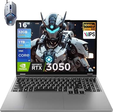 TOPGRO Laptop para jogos S1 Pro, tela FHD 144Hz de 16 polegadas, Core i9-9880H/GeForce RTX3050, laptops empresariais 32 GB DDR4 RAM, SSD PCIe3.0 de 1 TB, HDMI/Webcam/teclado retroiluminado/Wi-Fi 6