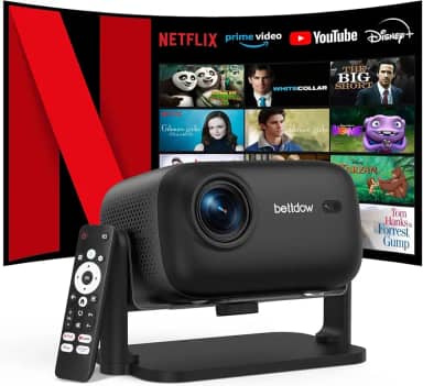 Bettdow Projetor 4k [Netflix-Licensed], Projetores Portatil 14000 Lumens Full Hd 1080p Compatível Com Android 13, Design à prova de poeira, Retroprojetor WiFi 6 BT 5.2,Foco Automático (preto)