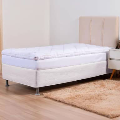 Pillow Top Solteiro Percal 200 Fios 100% Algodão – Macio, Confortável, Lavável, com Elástico para Ajuste Ideal, Proteção e Durabilidade do Colchão, Para Pets e Crianças