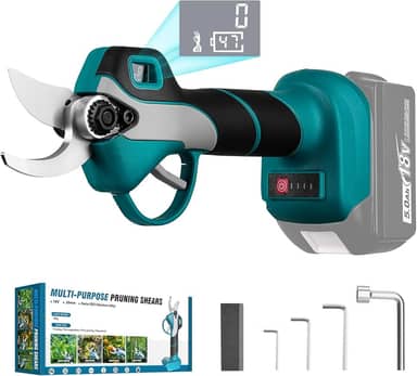 Tesoura elétrica sem fio para bateria Makita 18V, tesoura de jardim sem escova portátil com diâmetro de corte de 30 mm com display LED, 4 chaves de árvore