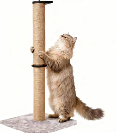 Postes de arranhar gatos de 83,8 cm de altura para gatos em ambientes internos, arranhador de gato com sisal natural, arranhador grande para gatos com almofada de pelúcia, lindo poste vertical