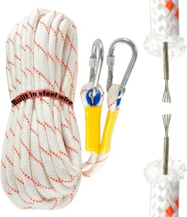 Corda de escalada com diâmetro de 2 cm, corda de escalada estática para escapar, equipamento de escalada no gelo, pára-quedas (9,8 m)