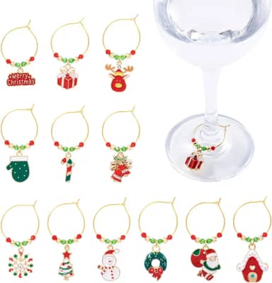 Berloques de taça de vinho de vidro para taças de caule comemorações comemorativas pingentes de vinho marcadores de bebida identificadores para festas, degustações, entretenimento