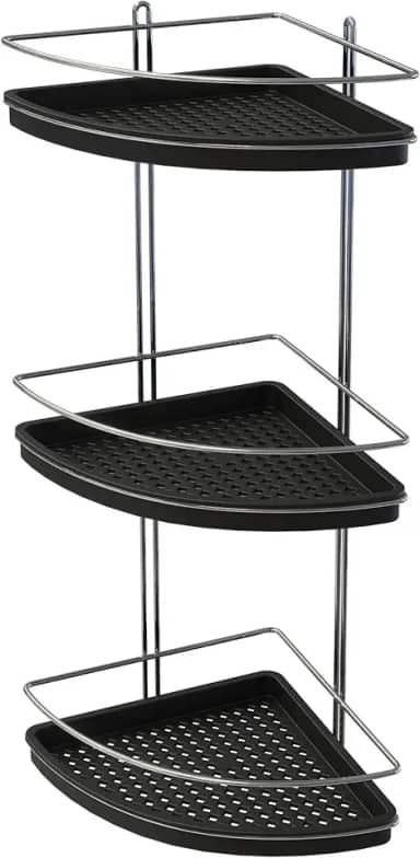 Porta Shampoo Triplo de Canto, Preto, Stolf