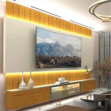 Estante Home para Tv até 85 Polegadas com Led 260cm Soberano Reflecta Naturale/off White