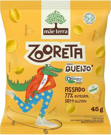 Mãe Terra Salgadinho de Milho e Arroz Integral Orgânico Queijo Zooreta Pacote 45g