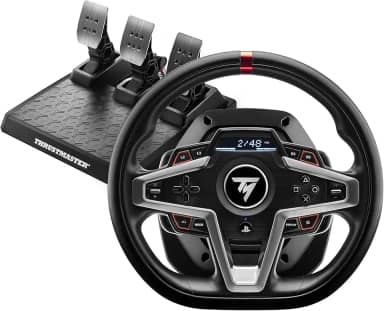 Thrustmaster T248, volante de corrida e pedais magnéticos, transmissão híbrida, trocadores de marchas magnéticos, feedback de força dinâmico, tela com informações de corrida (PS5, PS4, PC)