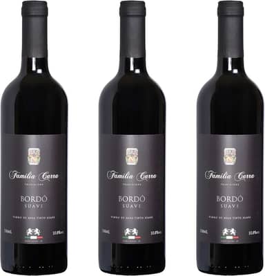 Kit 3 Vinhos Bordô Suave Família Carra 750 ml Gourmet Present Drink Especial Natal Coquetel Exótico Premium