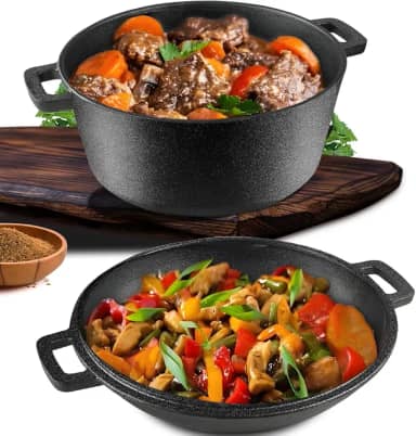 Panela de Ferro, Panela Ferro Fundido, Conjunto Caçarola E Frigideira Multiuso, 33cm