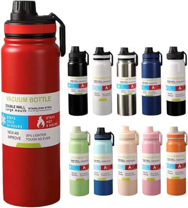 Garrafa Térmica Inox 800 ml Parede Dupla – Mantém Bebida Gelada 24h ou Quente 8h, Tampa Antivazamento, Squeeze para Academia, Trabalho e Viagem (Vermelho)