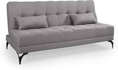 Sofá Cama Solteiro Nevada Reclinavel Revestimento Linho Pes em Ferro (CINZA)